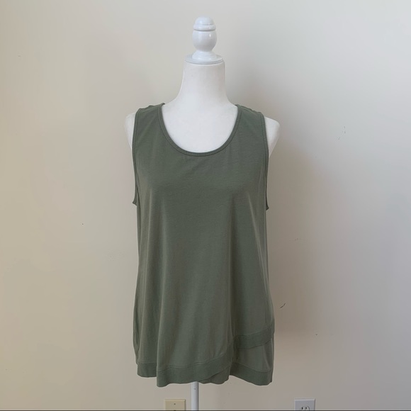 CJ Banks Sage Green Cross Sleeveless Tank Top - Picture 2 of 7